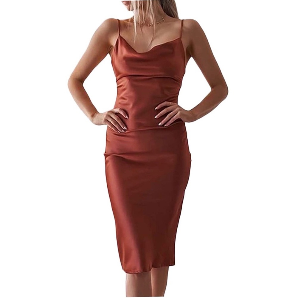 NWOT Burnt Orange Satin Dress